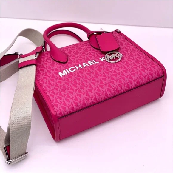 MICHAEL KORS MIRELLA SMALL SHOPPER TOTE CROSSBODY DRAGONFRUIT - Picture 7 of 12